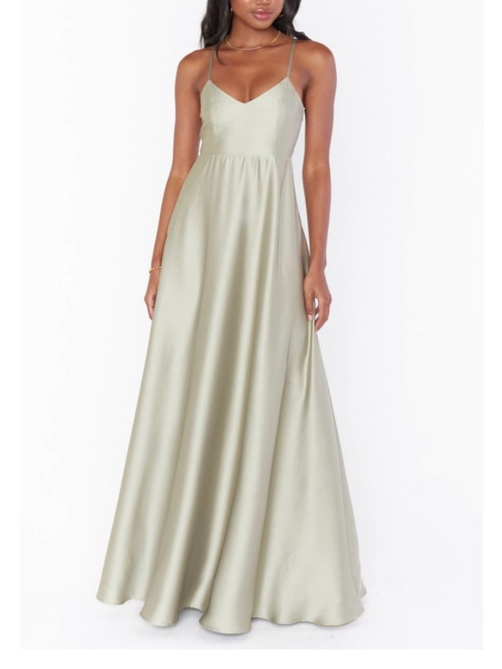 Show Me Your MuMu Faith Maxi Dress Moss Green Luxe Satin XS Elegant Wedding Gala - Picture 2 of 13